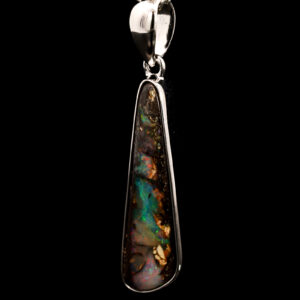 Sterling Silver Blue Green Pink Boulder Opal Pendant