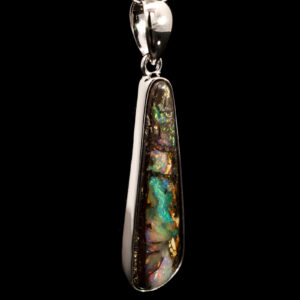 Sterling Silver Blue Green Pink Boulder Opal Pendant