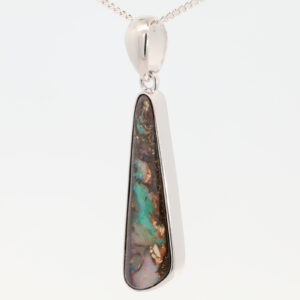 Sterling Silver Blue Green Pink Boulder Opal Pendant