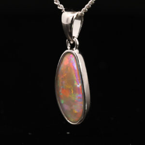 Sterling Silver Blue Green Yellow Orange Red Semi Black Opal Pendant