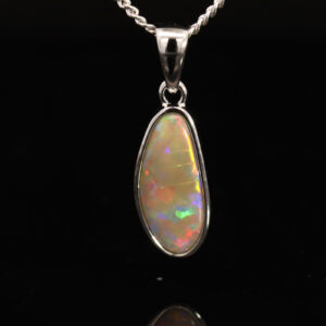 Sterling Silver Blue Green Yellow Orange Red Semi Black Opal Pendant