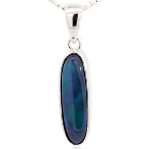 Sterling Silver Blue Green Purple Black Opal Pendant