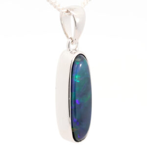 Sterling Silver Blue Green Purple Black Opal Pendant