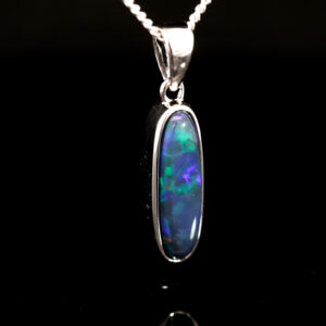 Sterling Silver Blue Green Purple Black Opal Pendant