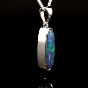 Sterling Silver Blue Green Purple Black Opal Pendant