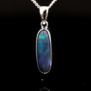 Sterling Silver Blue Green Purple Black Opal Pendant