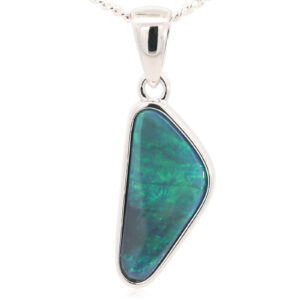 Sterling Silver Blue Green Black Opal Pendant