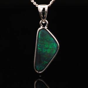 Sterling Silver Blue Green Black Opal Pendant