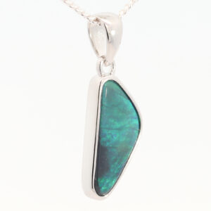 Sterling Silver Blue Green Black Opal Pendant