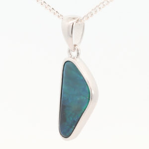 Sterling Silver Blue Green Black Opal Pendant