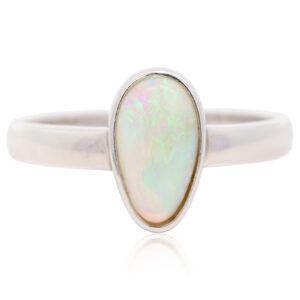 Sterling Silver Blue Green Crystal Opal Ring