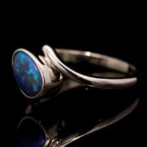 Sterling Silver Blue Green Purple Black Opal Ring