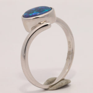 Sterling Silver Blue Green Purple Black Opal Ring