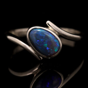 Sterling Silver Blue Green Purple Black Opal Ring