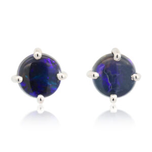 Sterling Silver Blue Purple Black Opal Earrings